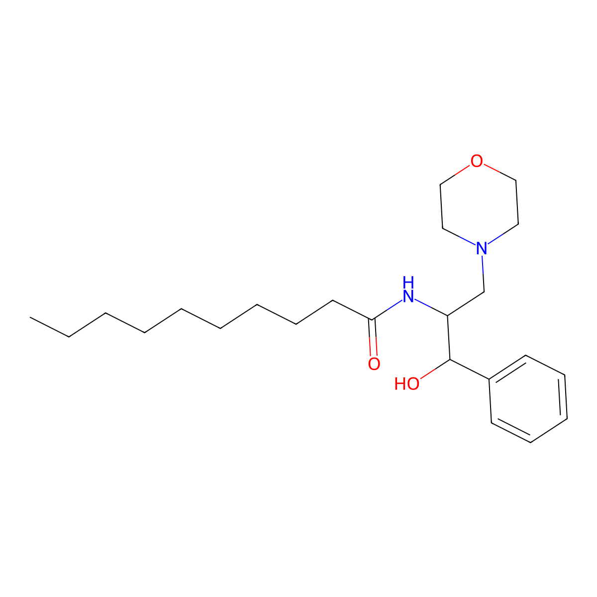 1-Phenyl-2-decanoylamino-3-morpholino-1-propanol molecular structure, CAS 117019-08-6