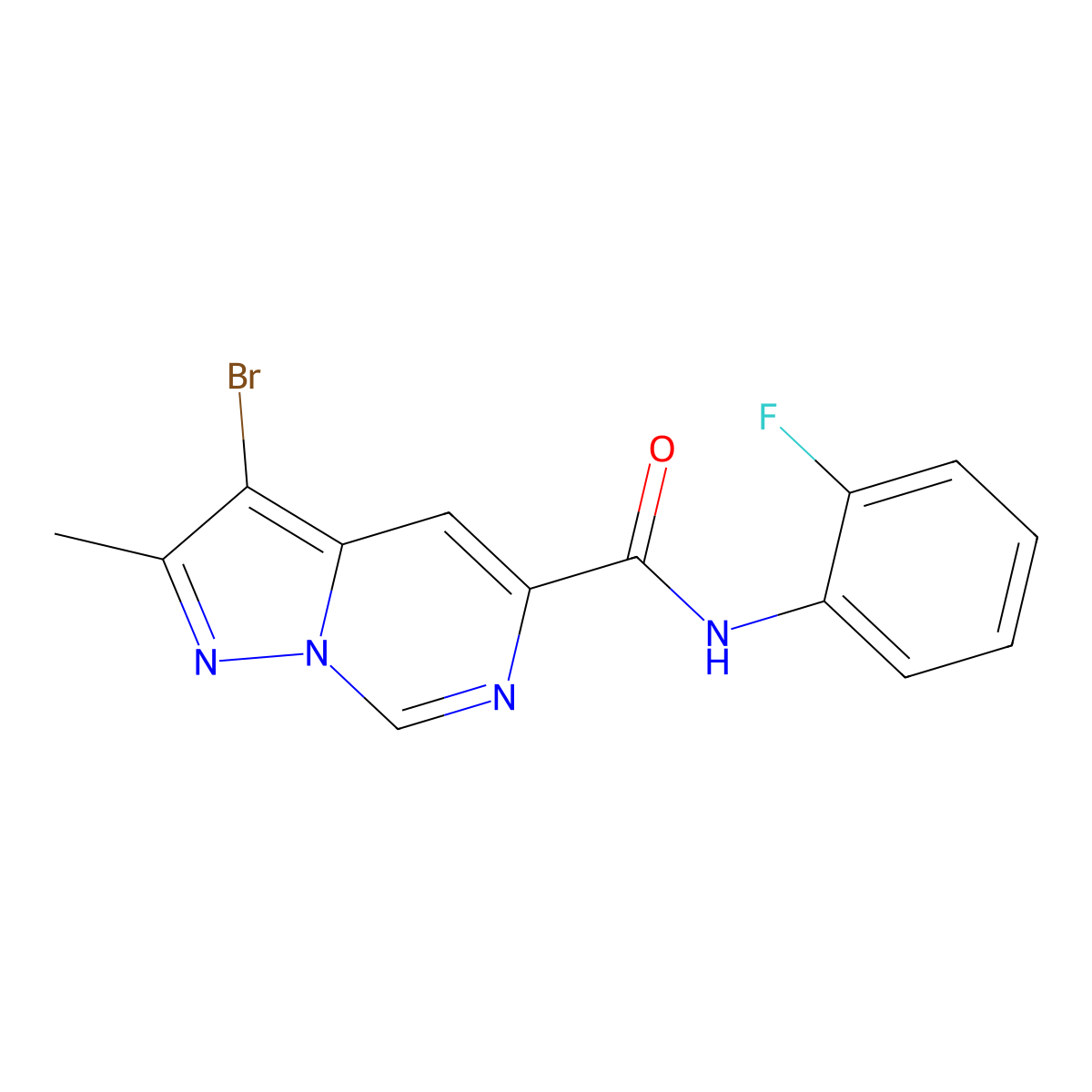 3-bromo-N-(2-fluorophenyl)-2-methylpyrazolo[1,5-c]pyrimidine-5-carboxamide molecular structure, CAS 1170190-27-8