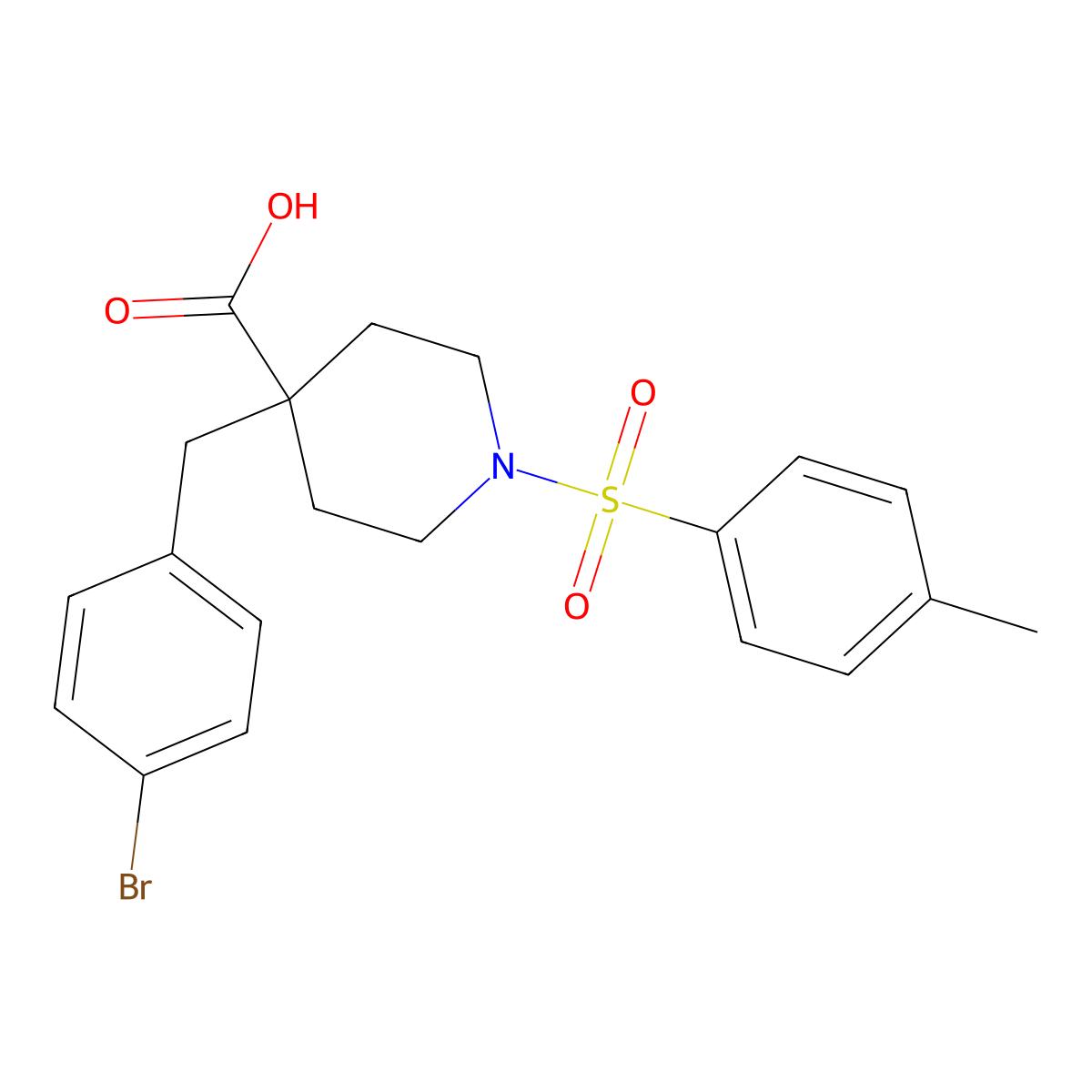 4-(4-Bromobenzyl)-1-tosylpiperidine-4-carboxylic acid molecular structure, CAS 1170190-35-8