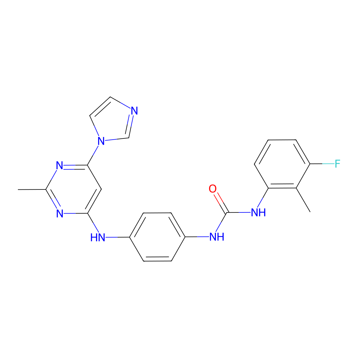 1-(4-((6-(1H-imidazol-1-yl)-2-methylpyrimidin-4-yl)amino)phenyl)-3-(3-fluoro-2-methylphenyl)urea molecular structure, CAS 1170192-10-5