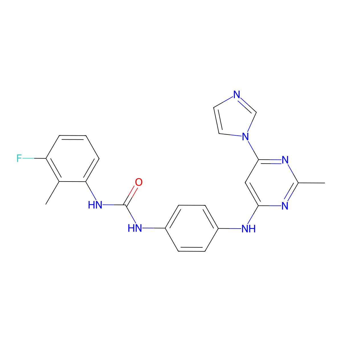 1-(4-((6-(1H-imidazol-1-yl)-2-methylpyrimidin-4-yl)amino)phenyl)-3-(3-fluoro-2-methylphenyl)urea molecular structure, CAS 1170192-10-5