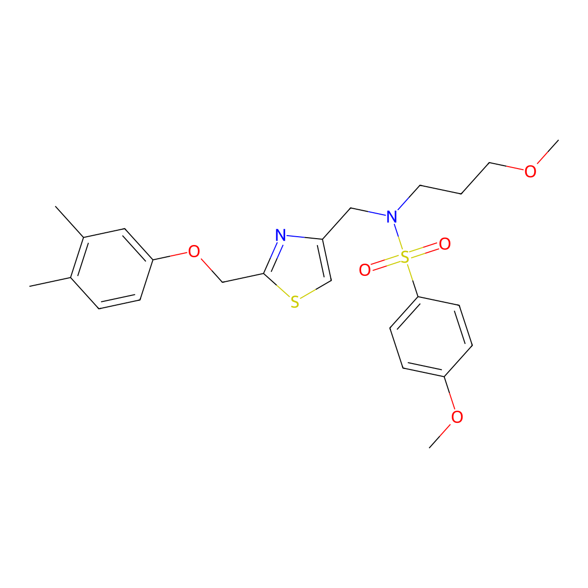 N-[[2-[(3,4-Dimethylphenoxy)methyl]-4-thiazolyl]methyl]-4-methoxy-N-(3-methoxypropyl)benzenesulfonamide molecular structure, CAS 1170193-76-6