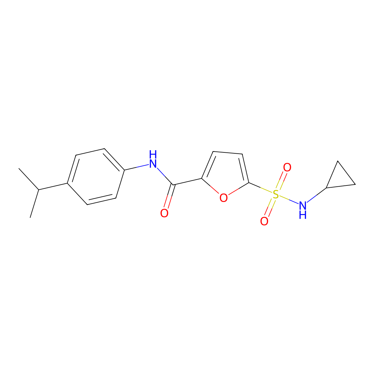 5-(N-cyclopropylsulfamoyl)-N-(4-isopropylphenyl)furan-2-carboxamide molecular structure, CAS 1170197-11-1