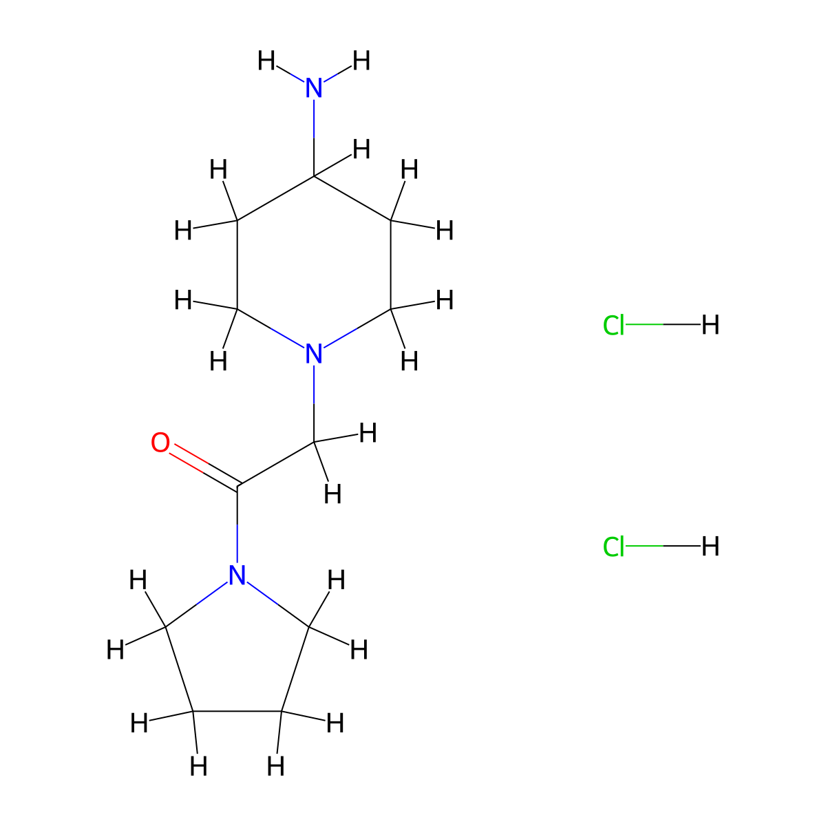 2-(4-Aminopiperidin-1-yl)-1-(pyrrolidin-1-yl)ethan-1-one dihydrochloride molecular structure, CAS 1170198-13-6