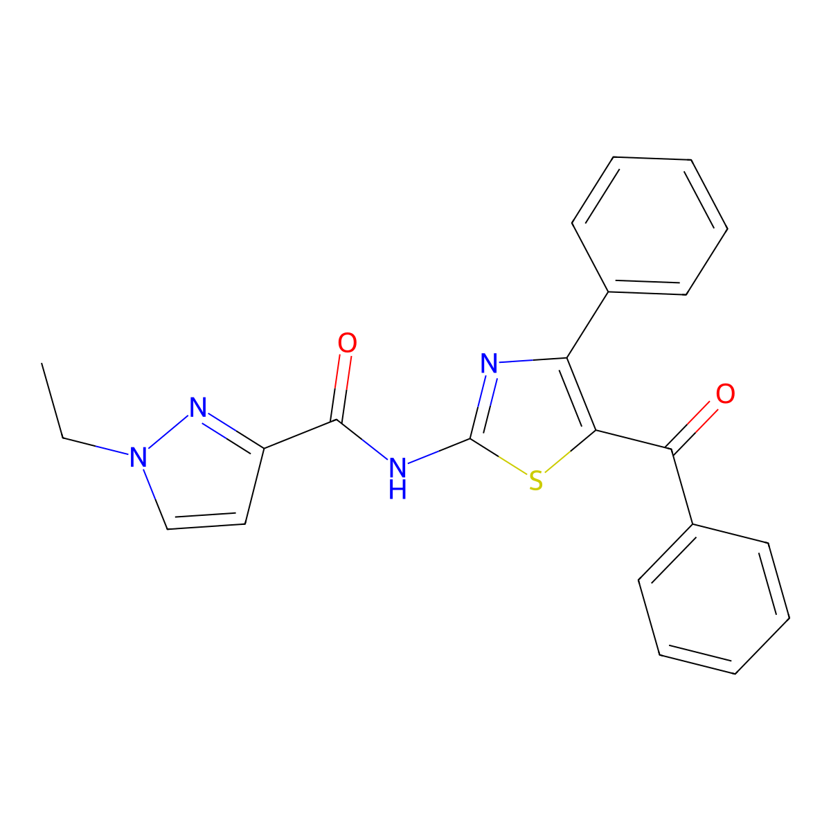 N-(5-benzoyl-4-phenylthiazol-2-yl)-1-ethyl-1H-pyrazole-3-carboxamide molecular structure, CAS 1170198-27-2