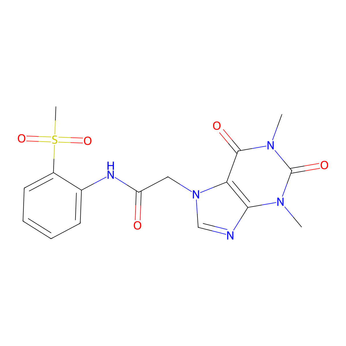 2-(1,3-dimethyl-2,6-dioxo-2,3,6,7-tetrahydro-1H-purin-7-yl)-N-(2-methanesulfonylphenyl)acetamide molecular structure, CAS 1170198-39-6