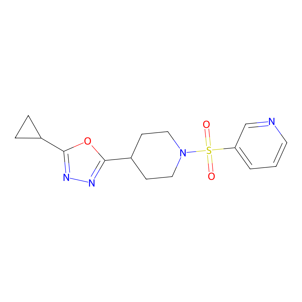 2-Cyclopropyl-5-(1-(pyridin-3-ylsulfonyl)piperidin-4-yl)-1,3,4-oxadiazole molecular structure, CAS 1170198-70-5