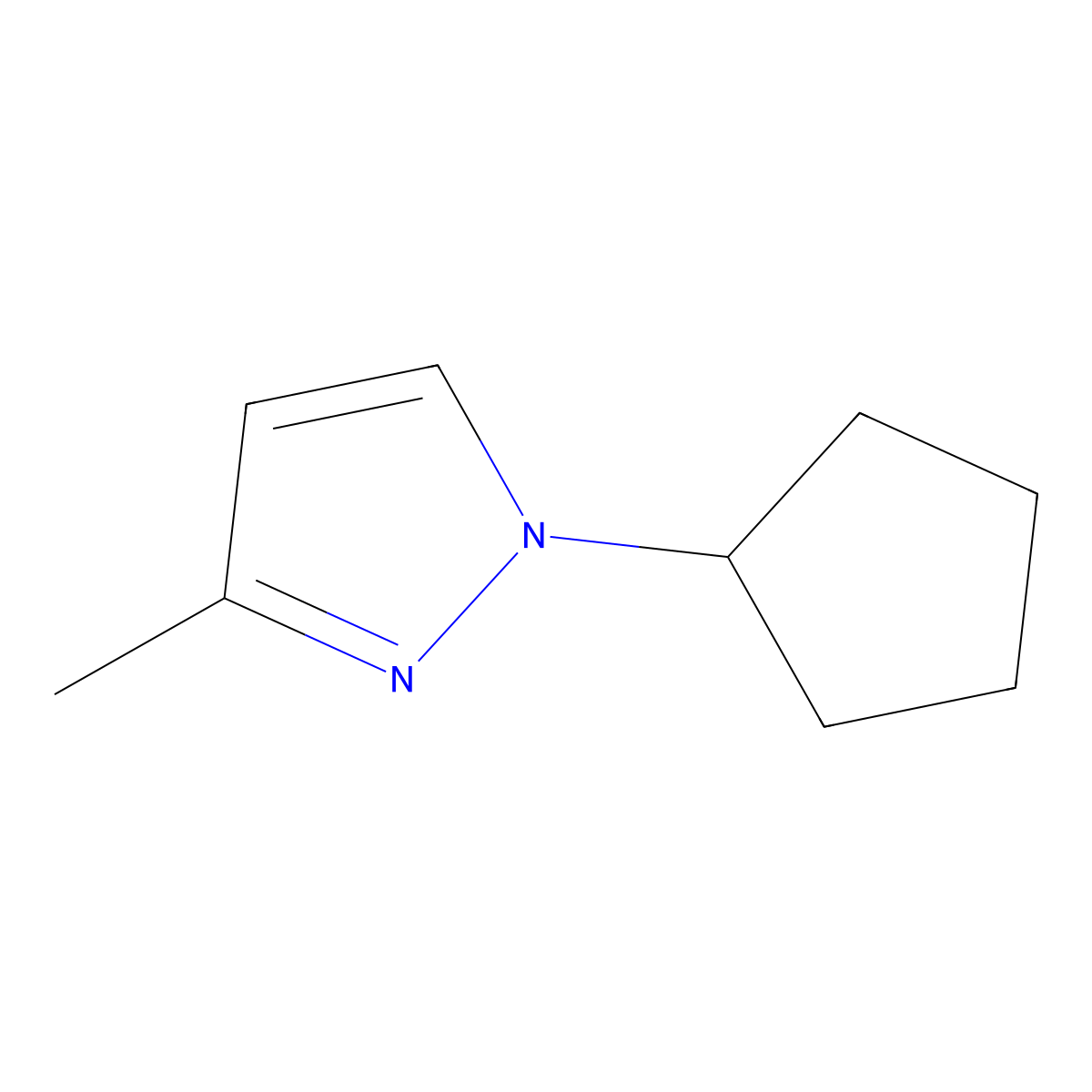 1-cyclopentyl-3-methyl-1H-pyrazole molecular structure, CAS 1170199-10-6