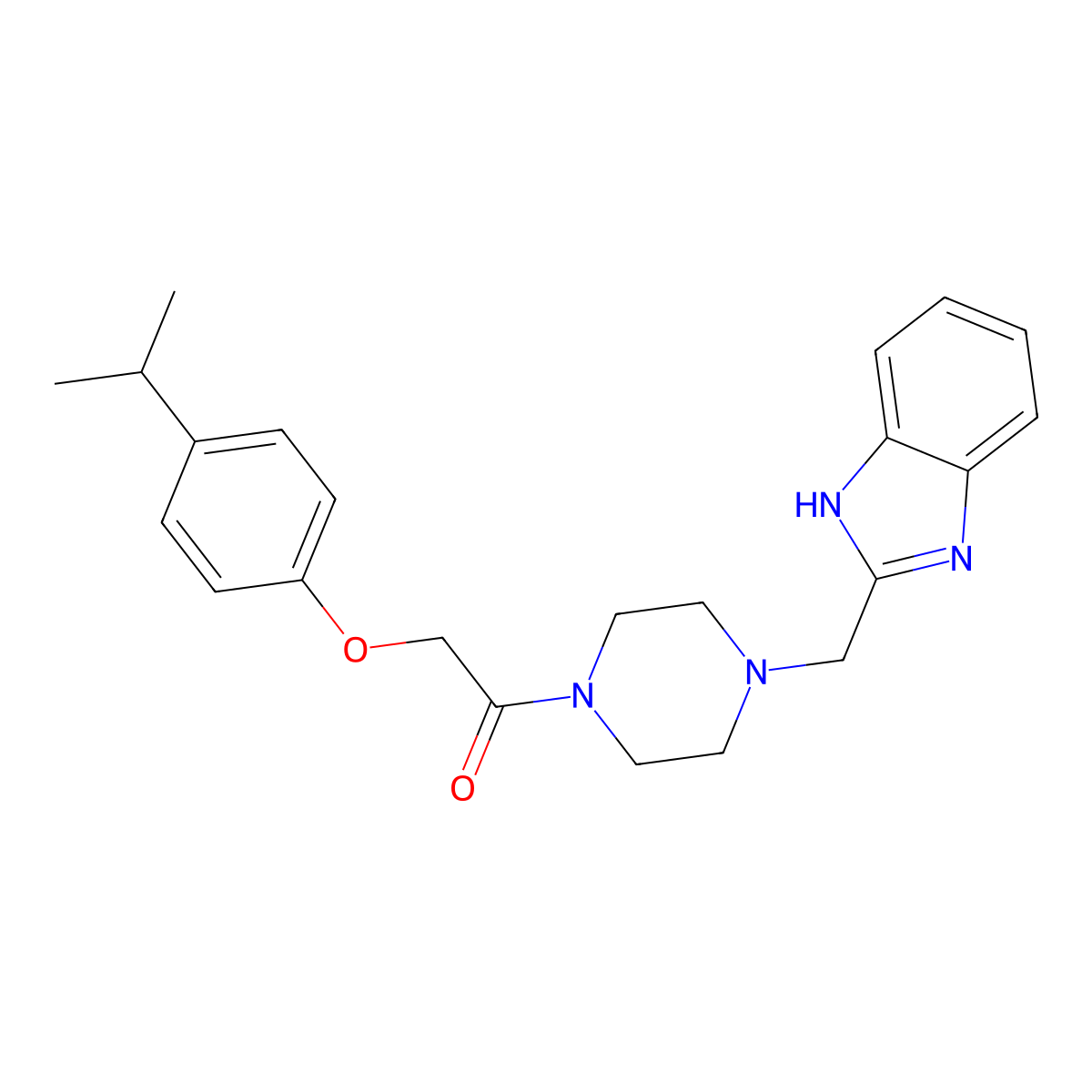 1-(4-((1H-benzo[d]imidazol-2-yl)methyl)piperazin-1-yl)-2-(4-isopropylphenoxy)ethanone molecular structure, CAS 1170201-57-6