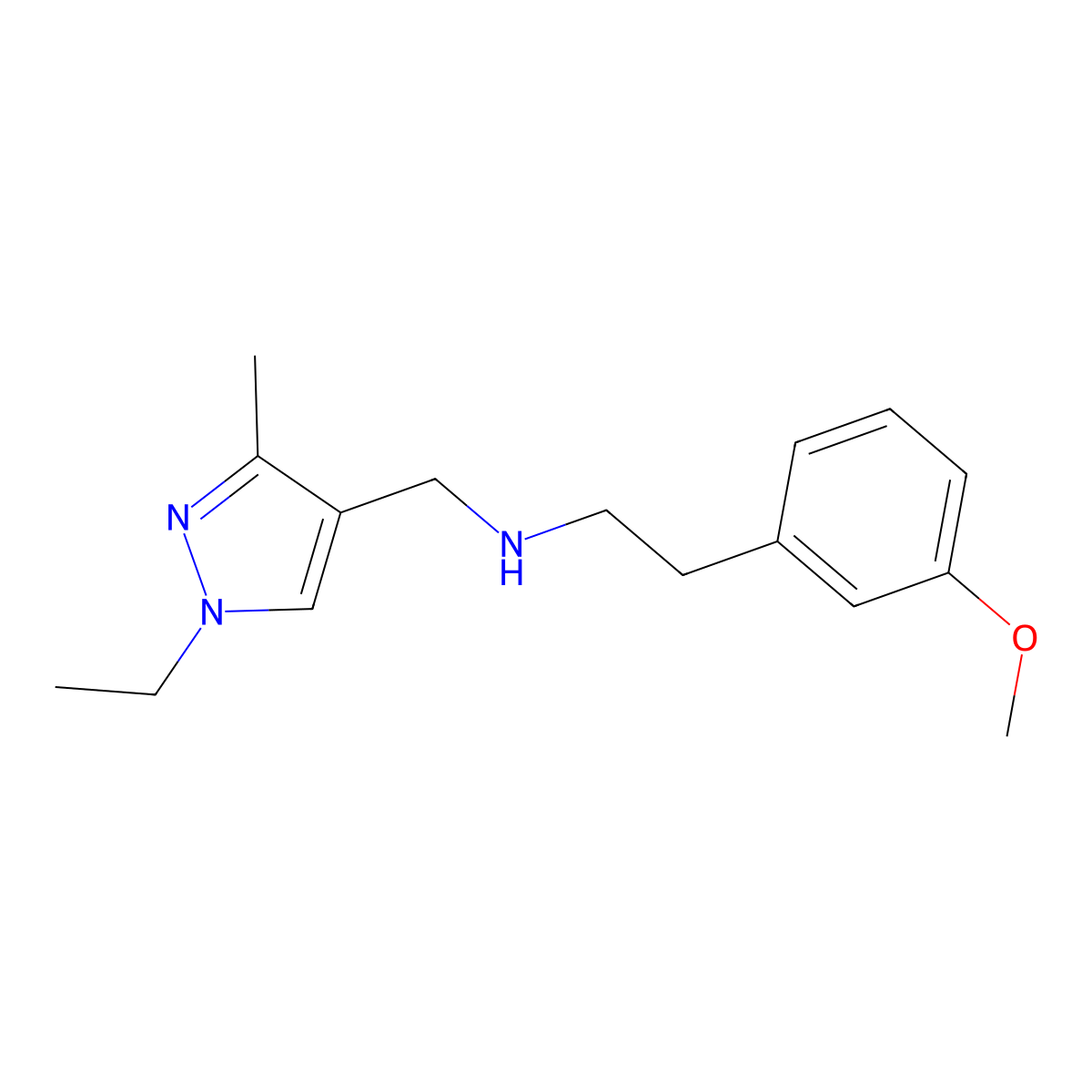 N-((1-Ethyl-3-methyl-1H-pyrazol-4-yl)methyl)-2-(3-methoxyphenyl)ethanamine molecular structure, CAS 1170202-64-8