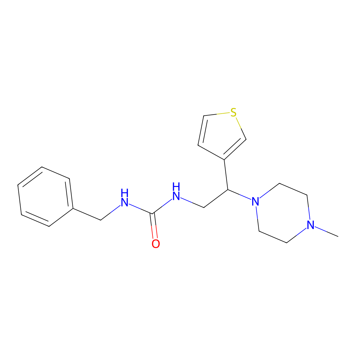 1-Benzyl-3-(2-(4-methylpiperazin-1-yl)-2-(thiophen-3-yl)ethyl)urea molecular structure, CAS 1170202-91-1