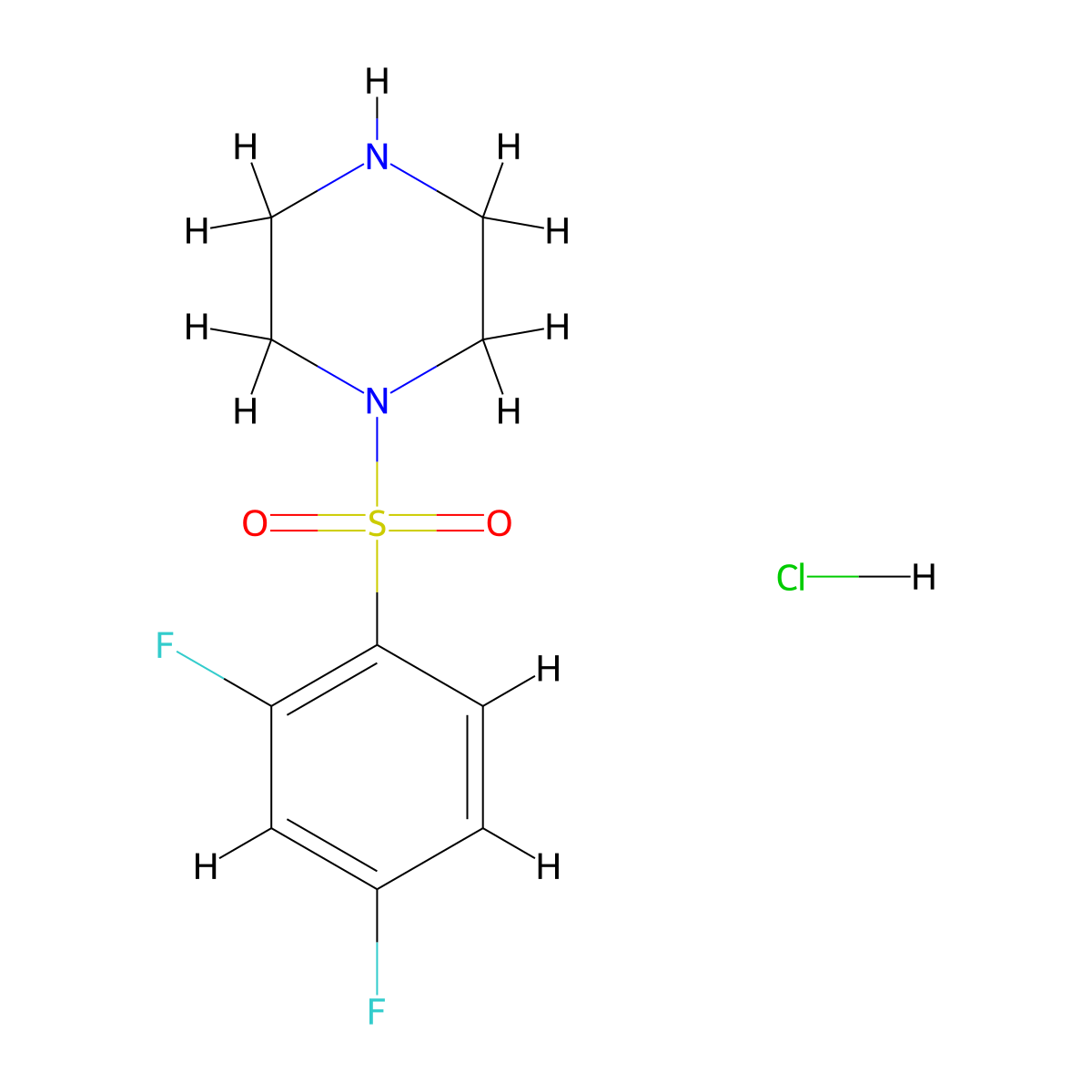 1-(2,4-Difluorobenzenesulfonyl)piperazine hydrochloride molecular structure, CAS 1170204-51-9