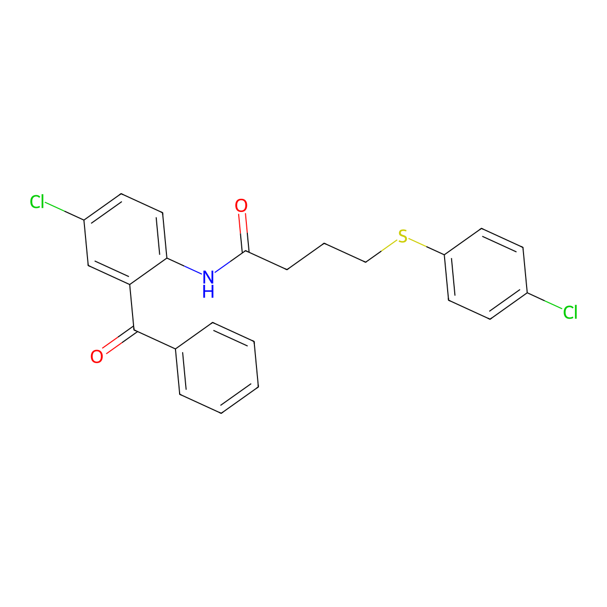 N-(2-benzoyl-4-chlorophenyl)-4-((4-chlorophenyl)thio)butanamide molecular structure, CAS 1170204-63-3
