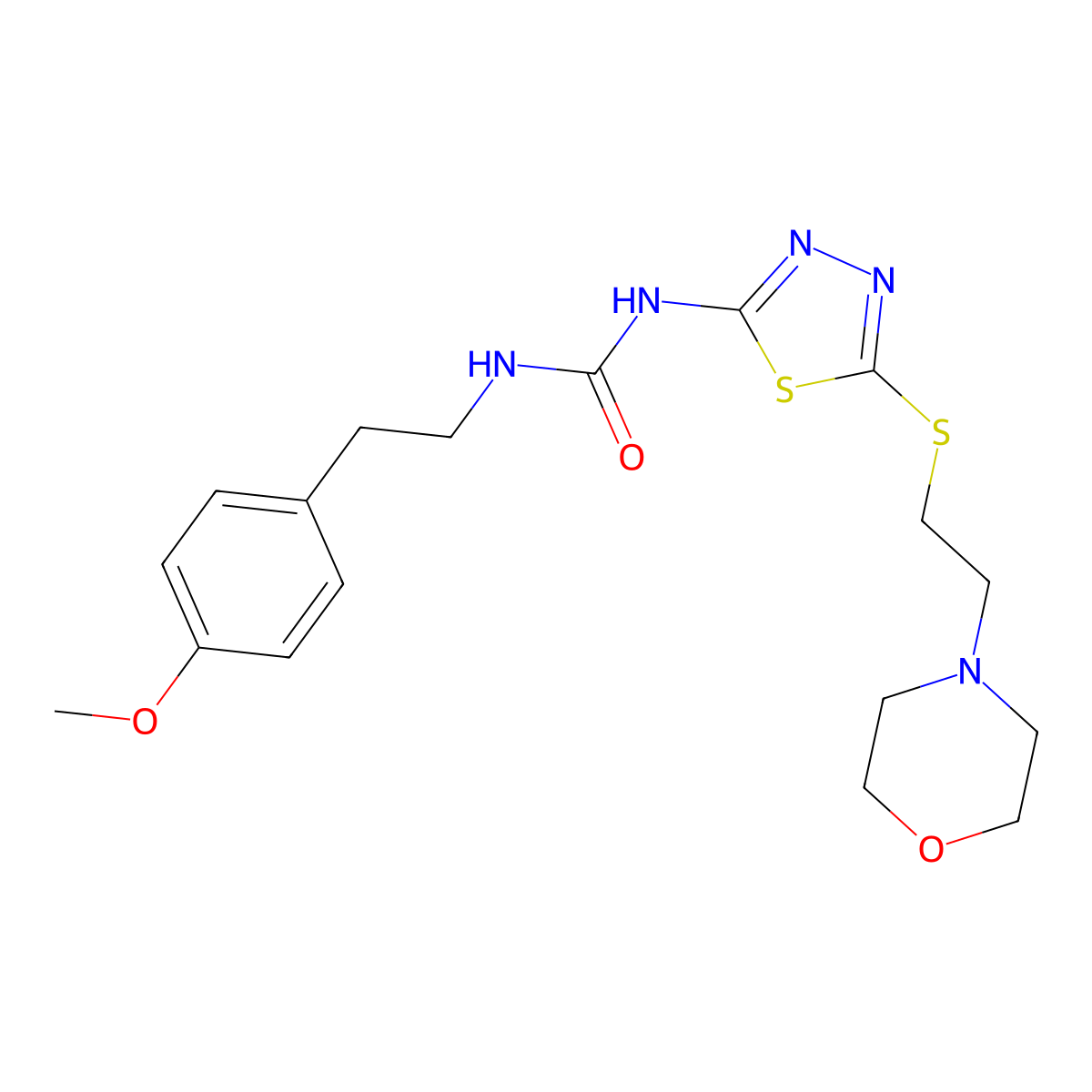 1-(4-Methoxyphenethyl)-3-(5-((2-morpholinoethyl)thio)-1,3,4-thiadiazol-2-yl)urea molecular structure, CAS 1170204-74-6