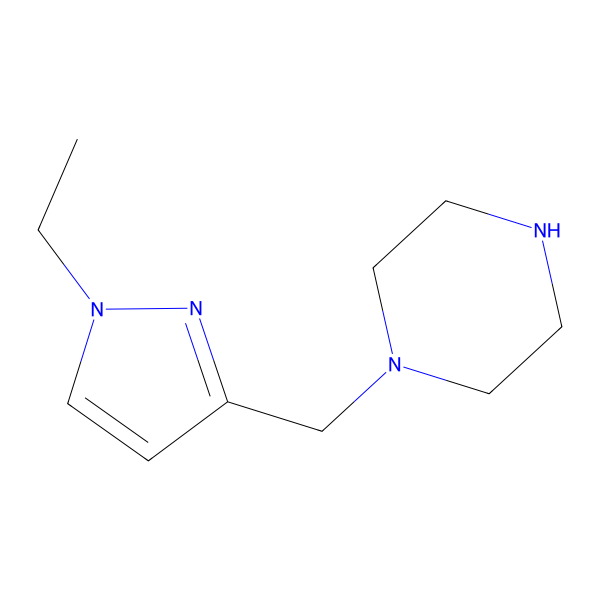 1-[(1-ethyl-1H-pyrazol-3-yl)methyl]piperazine molecular structure, CAS 1170206-22-0