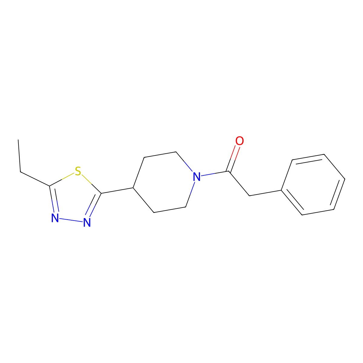 1-(4-(5-Ethyl-1,3,4-thiadiazol-2-yl)piperidin-1-yl)-2-phenylethanone molecular structure, CAS 1170206-75-3