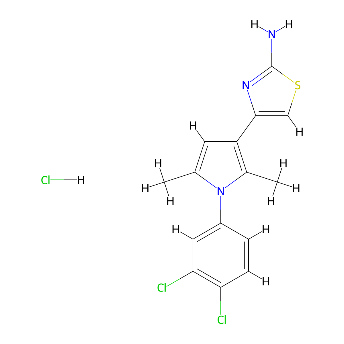 4-[1-(3,4-dichlorophenyl)-2,5-dimethyl-1H-pyrrol-3-yl]-1,3-thiazol-2-amine hydrochloride molecular structure, CAS 1170210-77-1