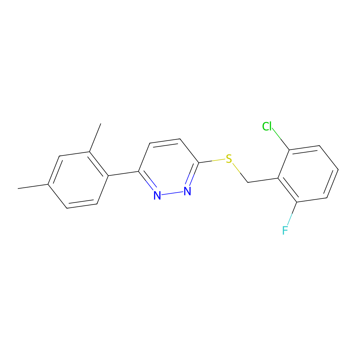 3-((2-Chloro-6-fluorobenzyl)thio)-6-(2,4-dimethylphenyl)pyridazine molecular structure, CAS 1170211-34-3