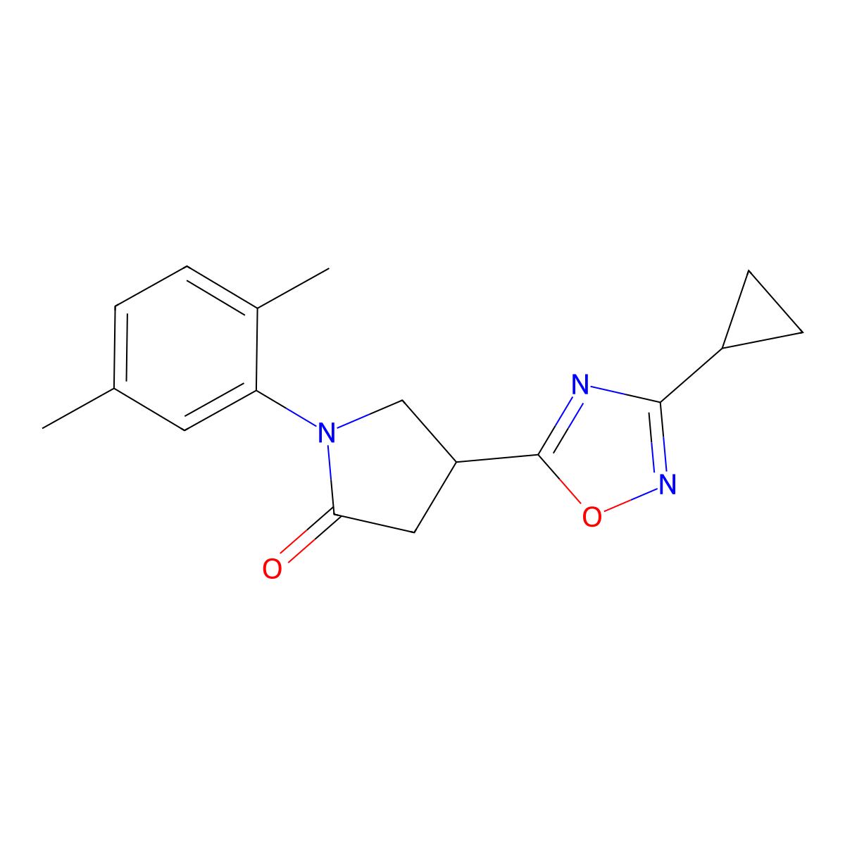4-(3-Cyclopropyl-1,2,4-oxadiazol-5-yl)-1-(2,5-dimethylphenyl)pyrrolidin-2-one molecular structure, CAS 1170212-10-8