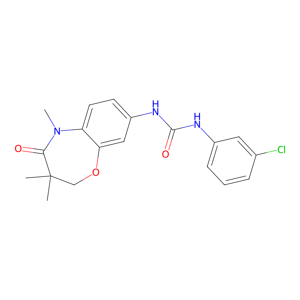 1-(3-Chlorophenyl)-3-(3,3,5-trimethyl-4-oxo-2,3,4,5-tetrahydrobenzo[b][1,4]oxazepin-8-yl)urea molecular structure, CAS 1170213-19-0