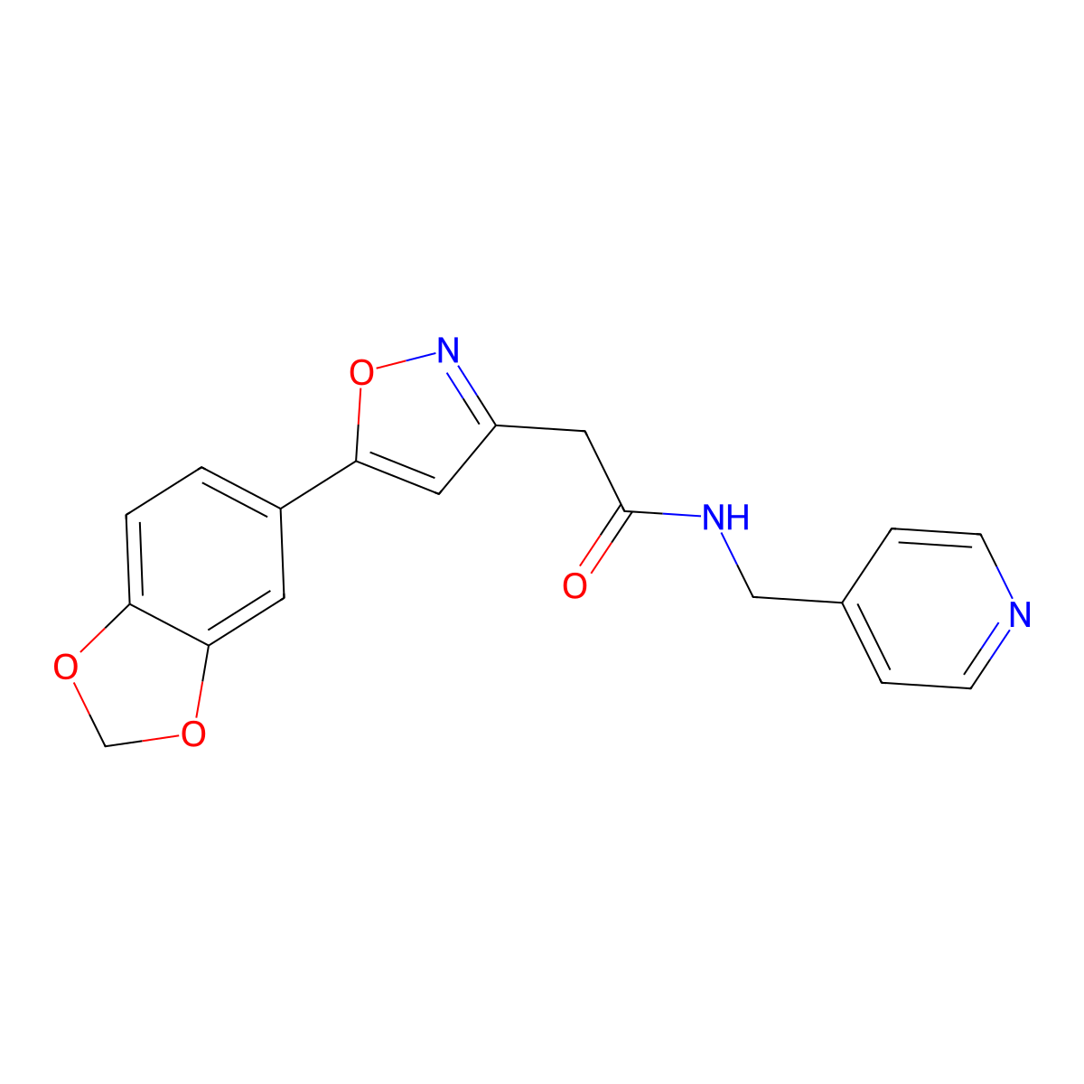 2-(5-(benzo[d][1,3]dioxol-5-yl)isoxazol-3-yl)-N-(pyridin-4-ylmethyl)acetamide molecular structure, CAS 1170214-13-7