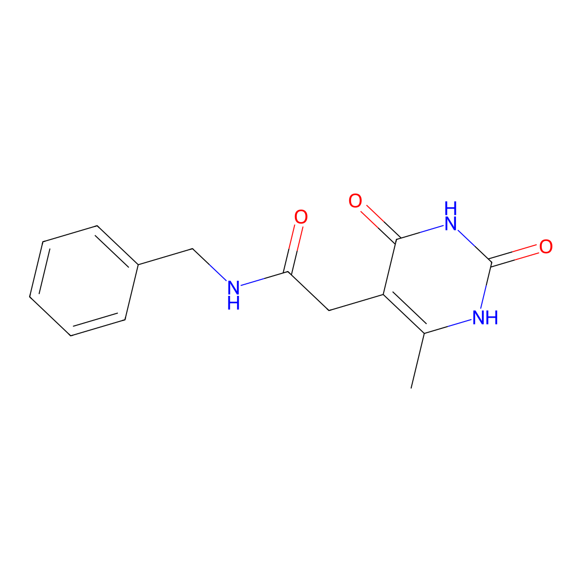 N-benzyl-2-(6-methyl-2,4-dioxo-1,2,3,4-tetrahydropyrimidin-5-yl)acetamide molecular structure, CAS 1170214-23-9