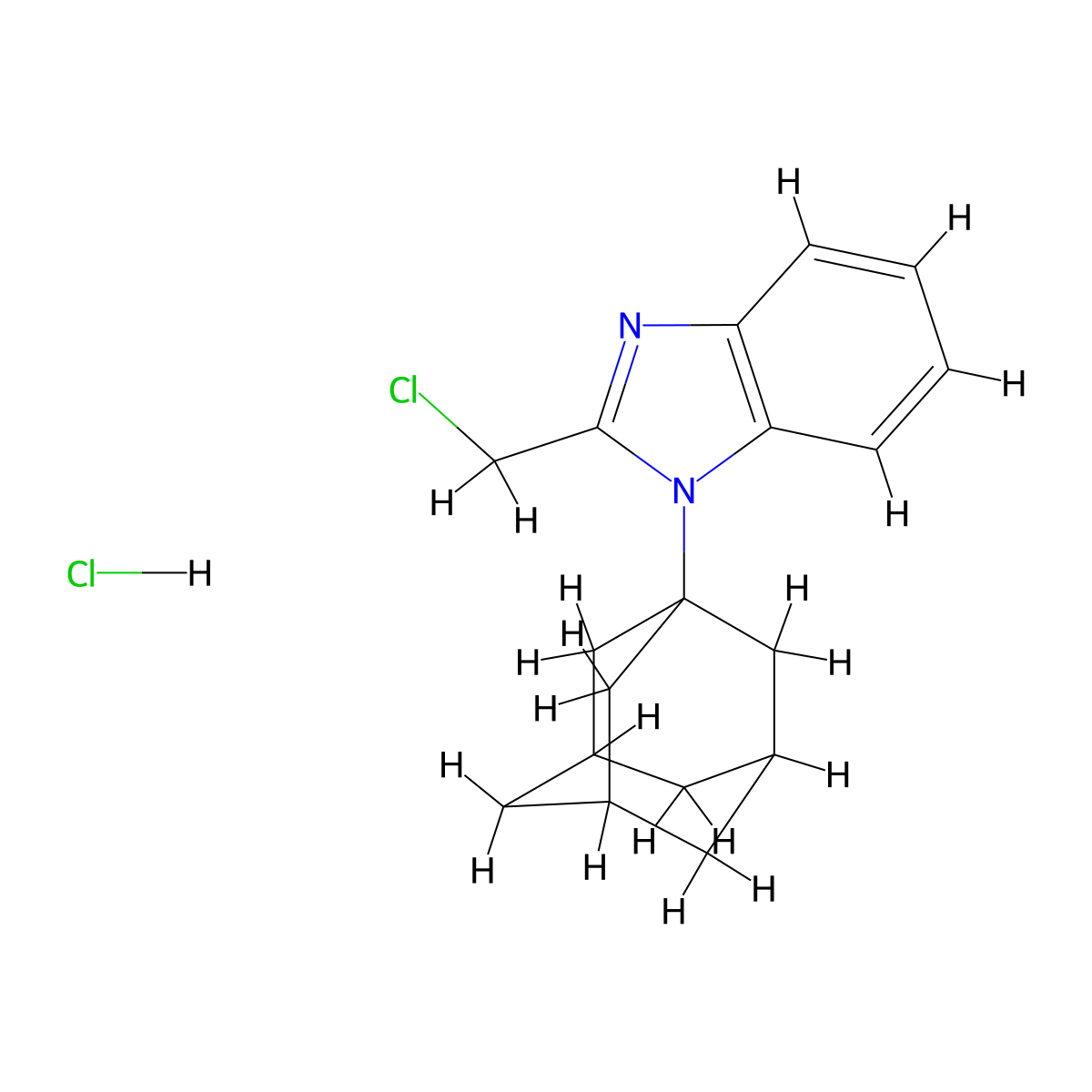 1-(adamantan-1-yl)-2-(chloromethyl)-1H-1,3-benzodiazole hydrochloride molecular structure, CAS 1170217-15-8