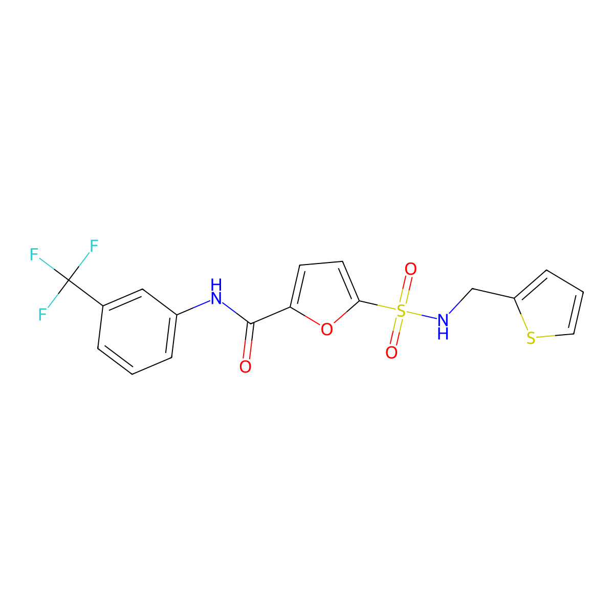 5-(N-(thiophen-2-ylmethyl)sulfamoyl)-N-(3-(trifluoromethyl)phenyl)furan-2-carboxamide molecular structure, CAS 1170217-98-7