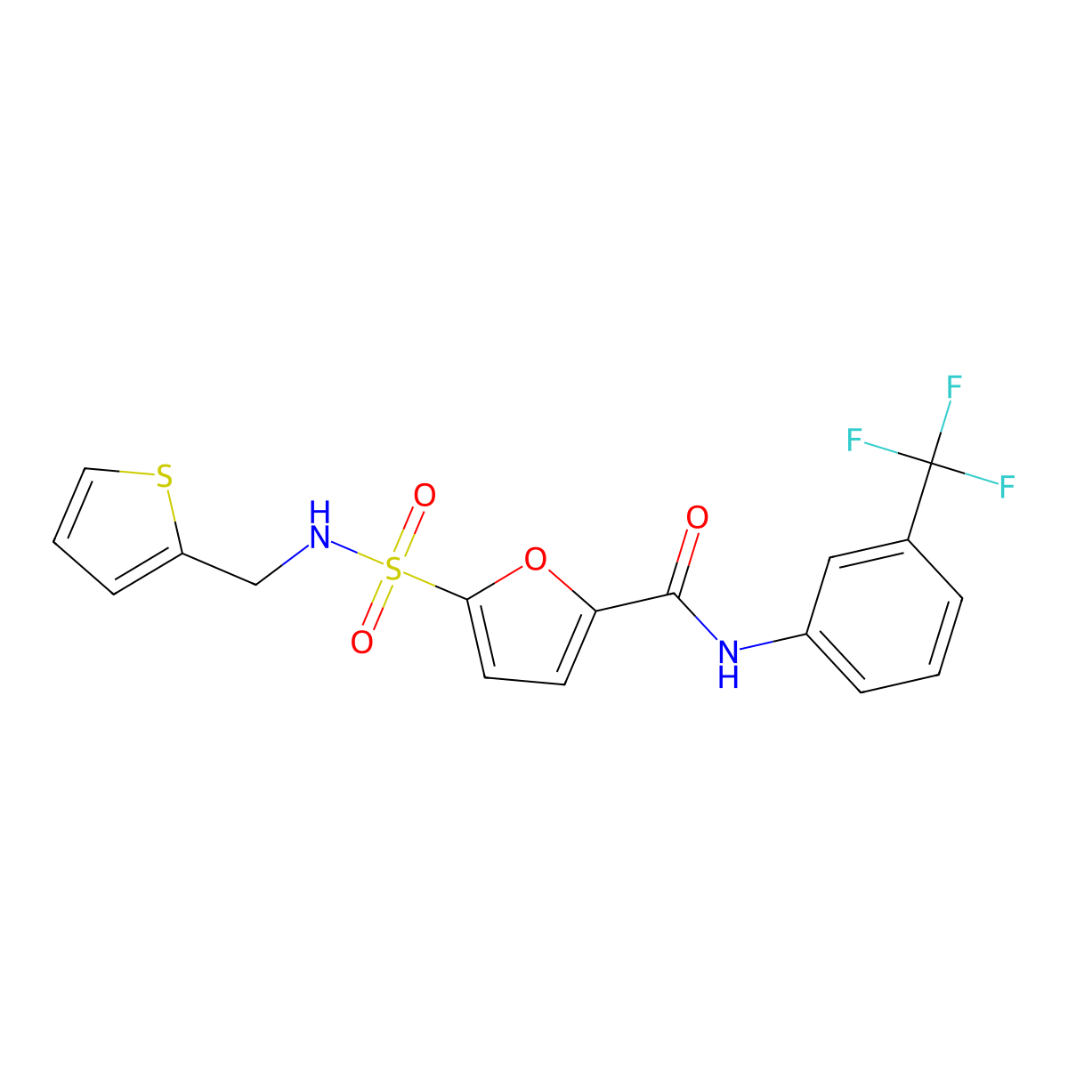 5-(N-(thiophen-2-ylmethyl)sulfamoyl)-N-(3-(trifluoromethyl)phenyl)furan-2-carboxamide molecular structure, CAS 1170217-98-7