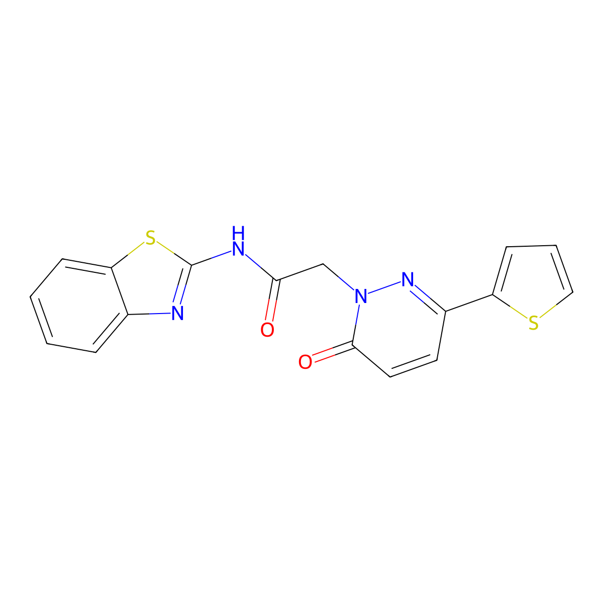 N-(1,3-benzothiazol-2-yl)-2-[6-oxo-3-(thiophen-2-yl)pyridazin-1(6H)-yl]acetamide molecular structure, CAS 1170218-86-6