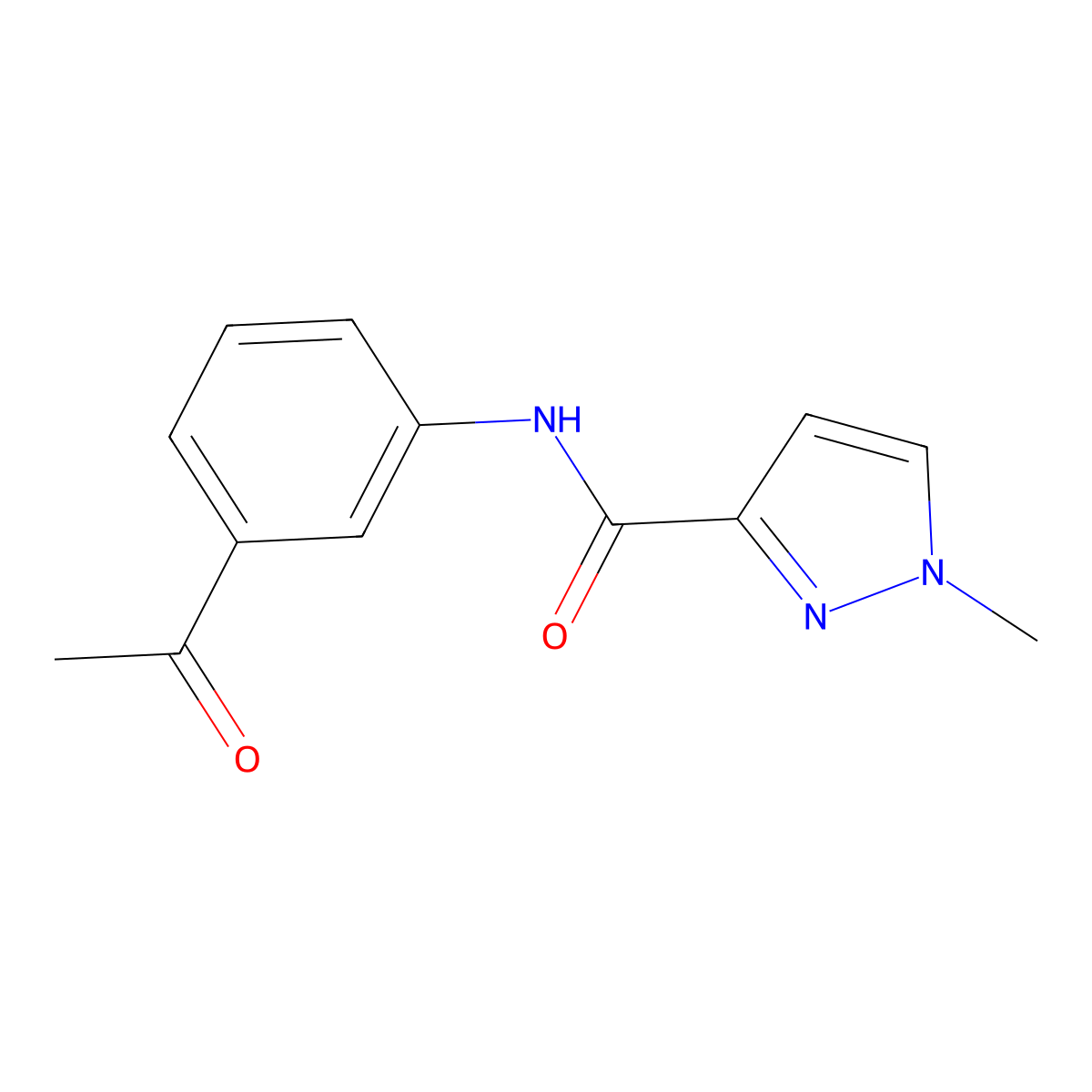 N-(3-acetylphenyl)-1-methyl-1H-pyrazole-3-carboxamide molecular structure, CAS 1170219-56-3