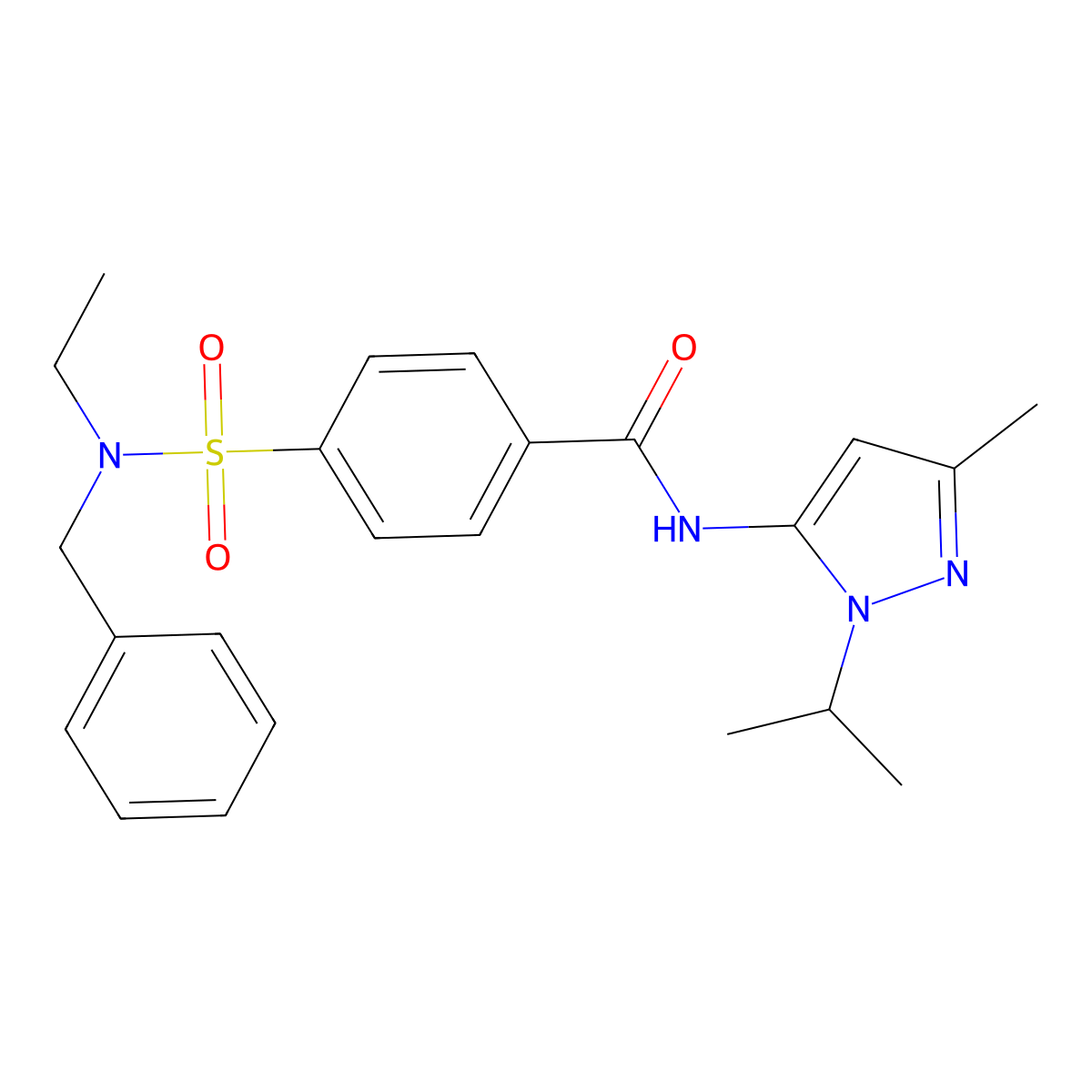 4-(N-benzyl-N-ethylsulfamoyl)-N-(1-isopropyl-3-methyl-1H-pyrazol-5-yl)benzamide molecular structure, CAS 1170219-87-0