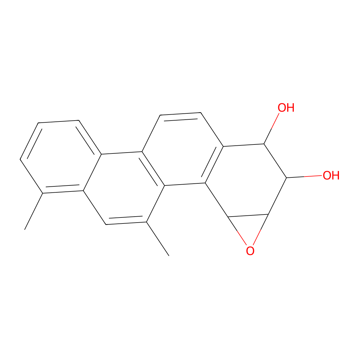 (+/-)-anti-1,2-Dihydroxy-3,4-epoxy-1,2,3,4-tetrahydro-5,7-dimethylchrysene molecular structure, CAS 117022-35-2