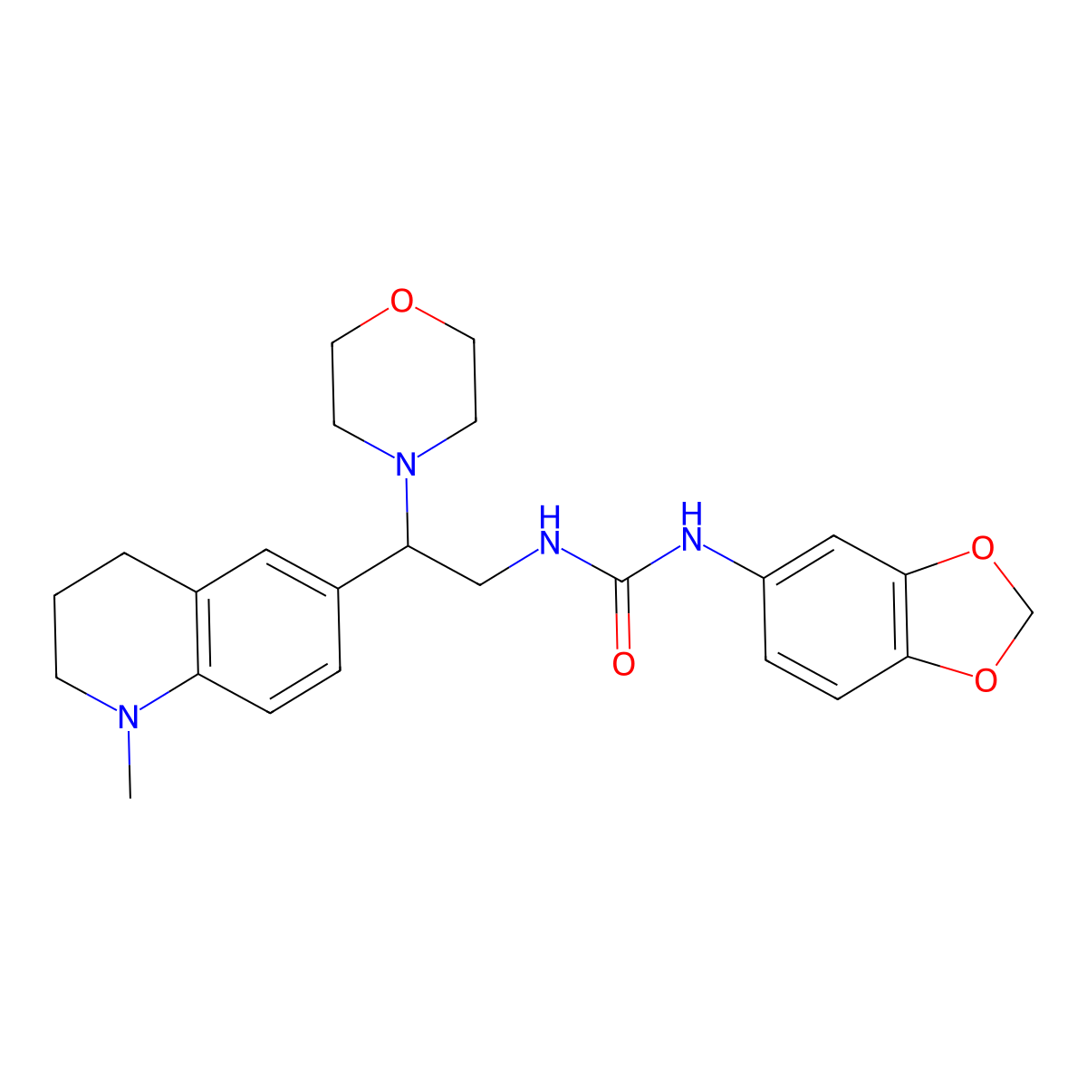 1-(Benzo[d][1,3]dioxol-5-yl)-3-(2-(1-methyl-1,2,3,4-tetrahydroquinolin-6-yl)-2-morpholinoethyl)urea molecular structure, CAS 1170224-61-9