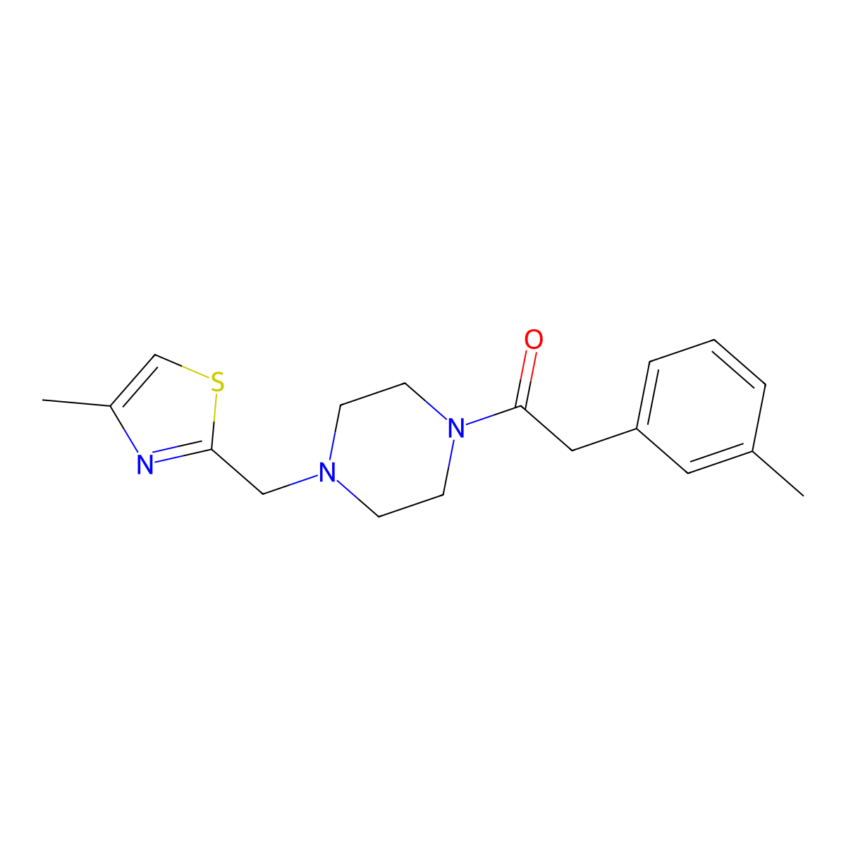 1-(4-((4-Methylthiazol-2-yl)methyl)piperazin-1-yl)-2-(m-tolyl)ethan-1-one molecular structure, CAS 1170224-79-9