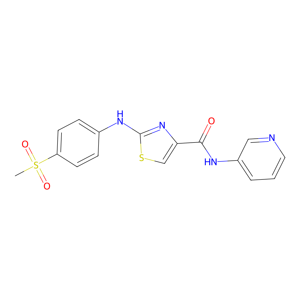 2-((4-(methylsulfonyl)phenyl)amino)-N-(pyridin-3-yl)thiazole-4-carboxamide molecular structure, CAS 1170227-07-2