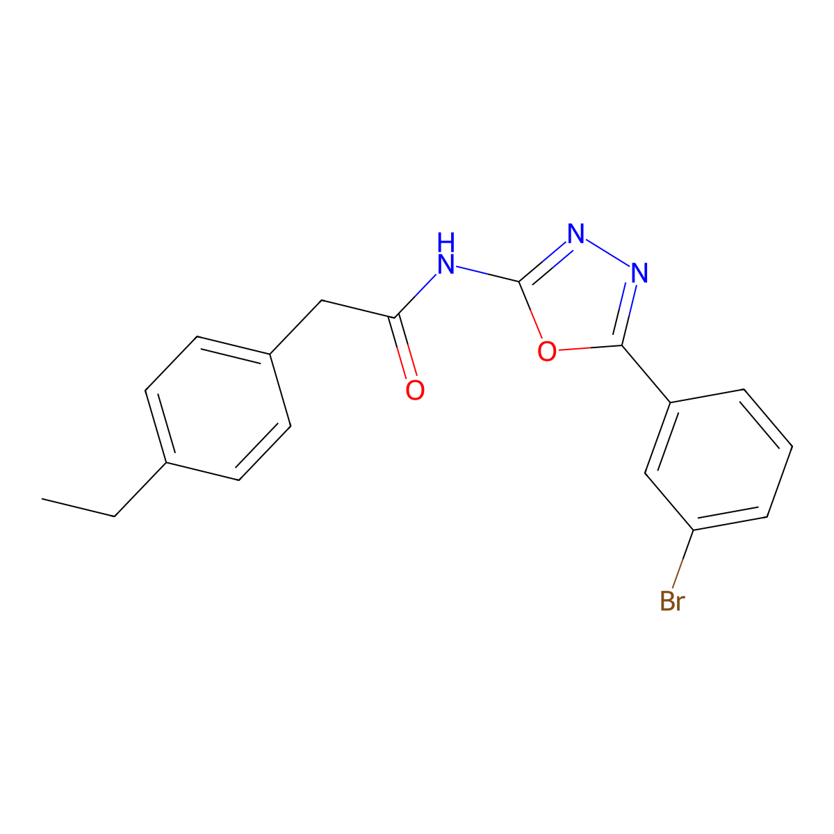 N-[5-(3-bromophenyl)-1,3,4-oxadiazol-2-yl]-2-(4-ethylphenyl)acetamide molecular structure, CAS 1170227-73-2