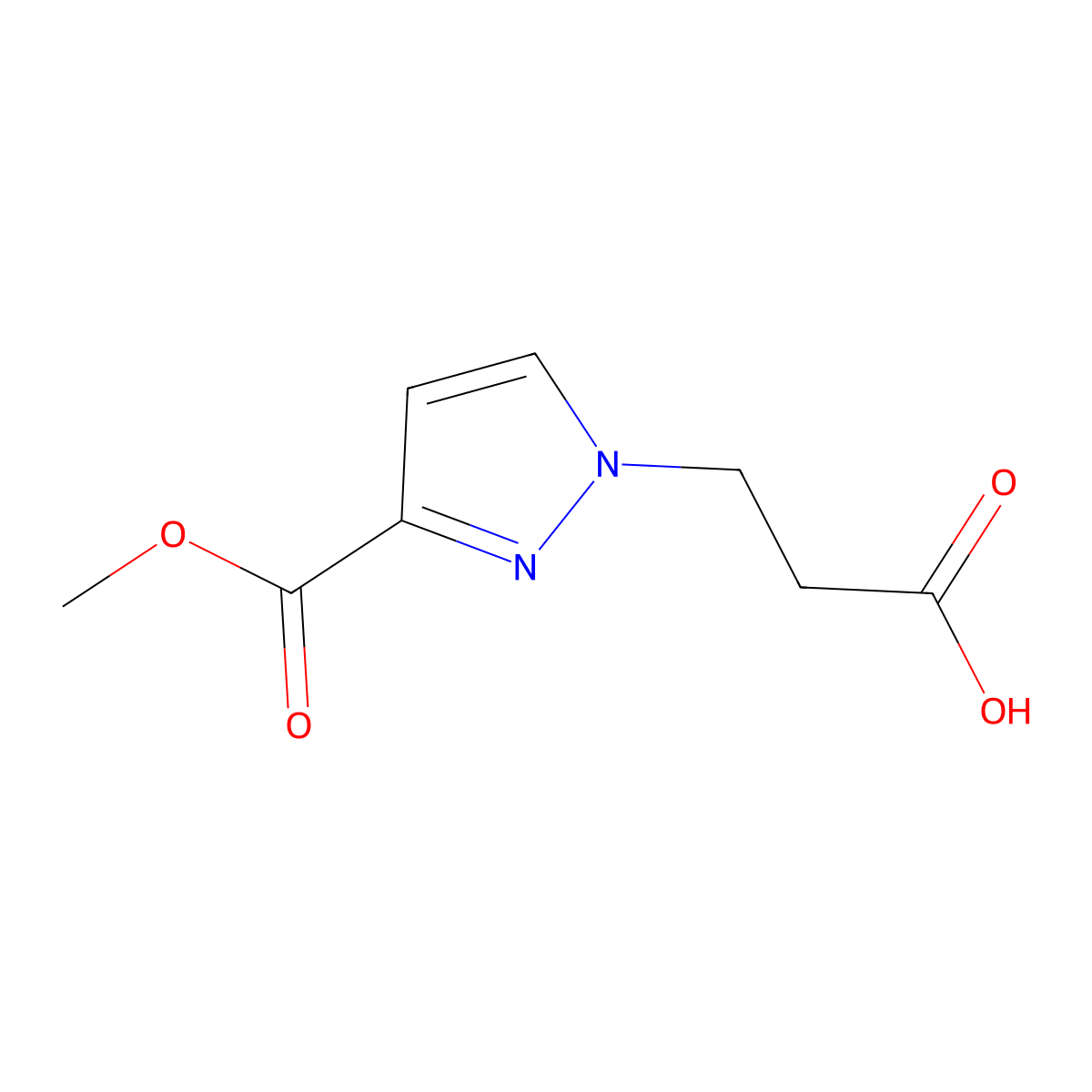 3-[3-(methoxycarbonyl)-1H-pyrazol-1-yl]propanoic acid molecular structure, CAS 1170227-90-3