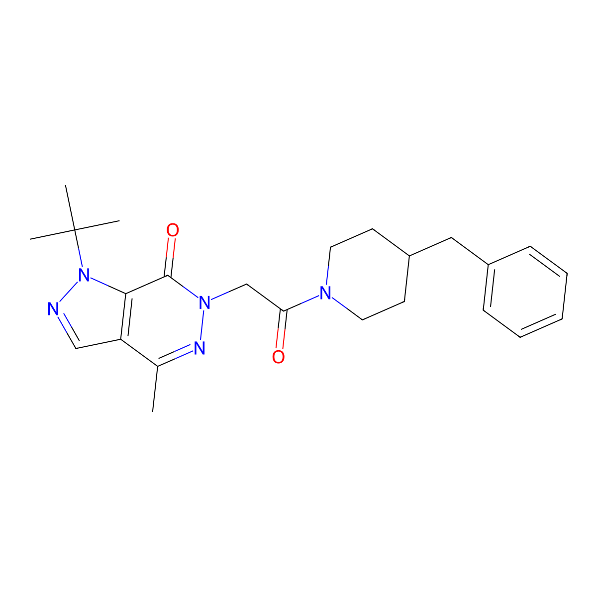 6-(2-(4-benzylpiperidin-1-yl)-2-oxoethyl)-1-(tert-butyl)-4-methyl-1H-pyrazolo[3,4-d]pyridazin-7(6H)-one molecular structure, CAS 1170229-97-6