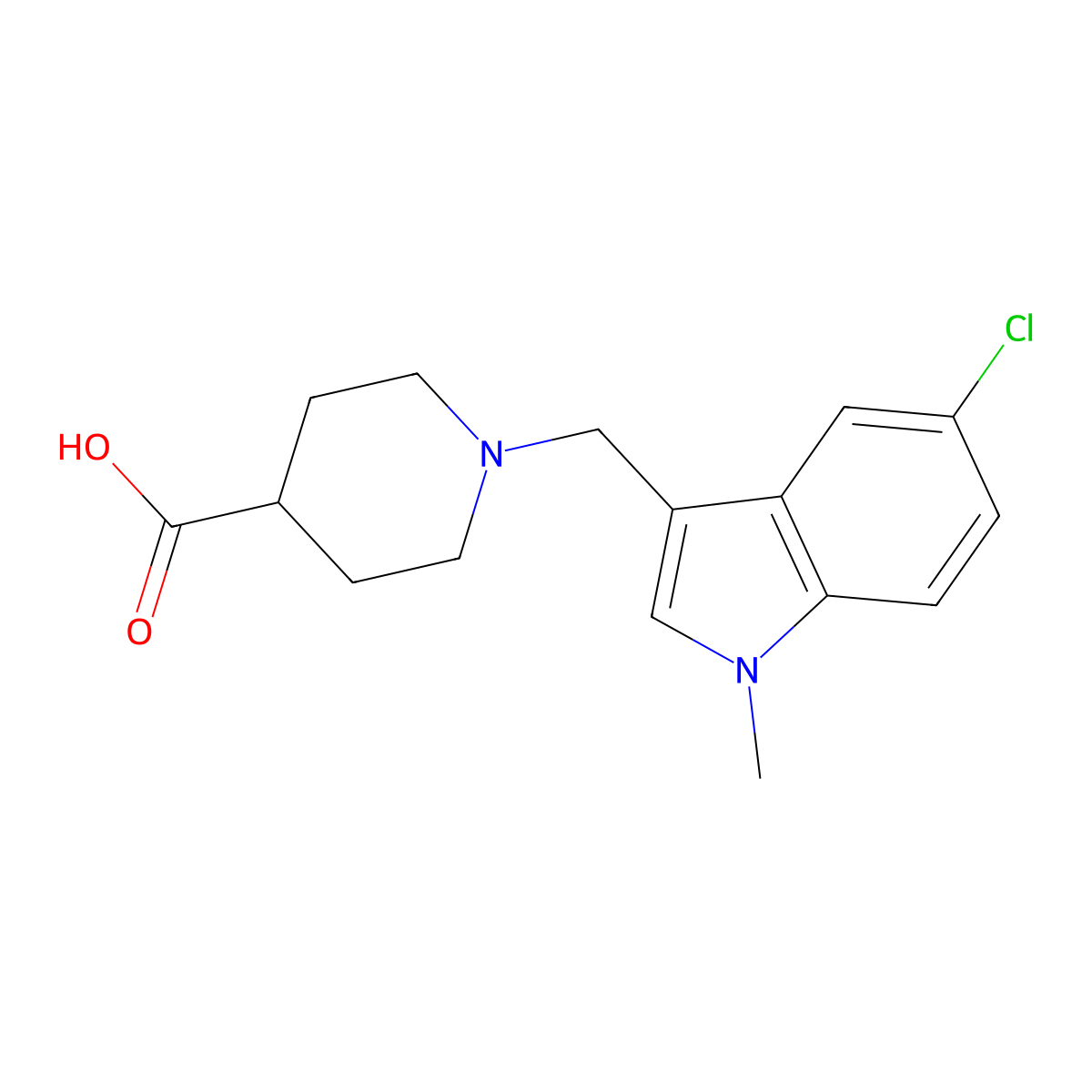 1-[(5-Chloro-1-methyl-1H-indol-3-yl)methyl]piperidine-4-carboxylic acid molecular structure, CAS 1170230-31-5