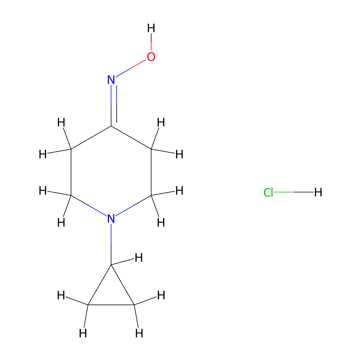 N-(1-cyclopropylpiperidin-4-ylidene)hydroxylamine hydrochloride molecular structure, CAS 1170230-52-0