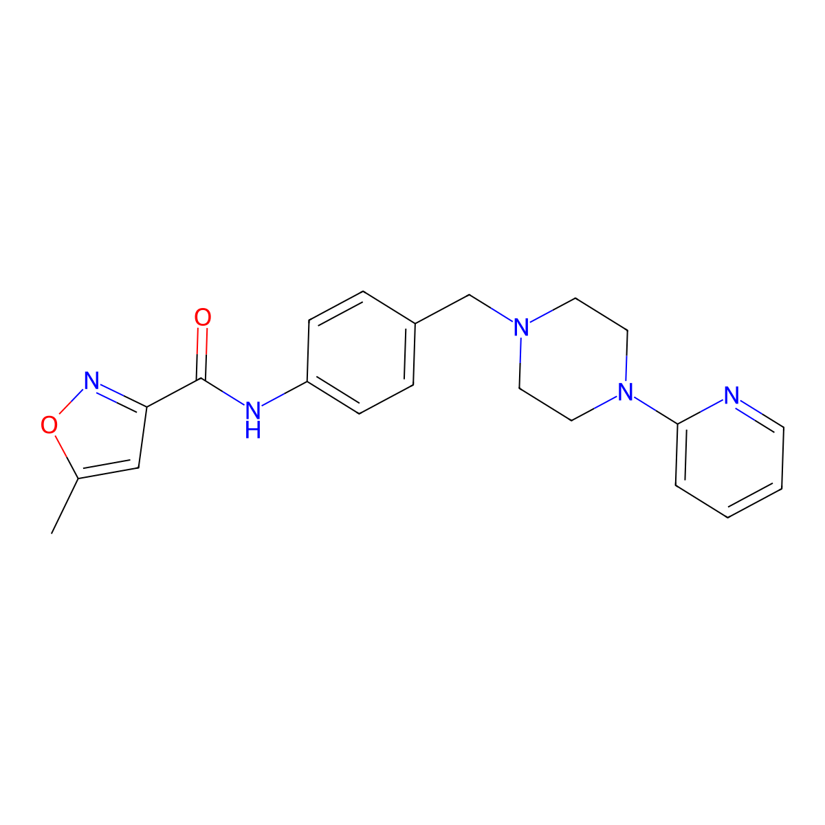 5-methyl-N-(4-((4-(pyridin-2-yl)piperazin-1-yl)methyl)phenyl)isoxazole-3-carboxamide molecular structure, CAS 1170232-09-3
