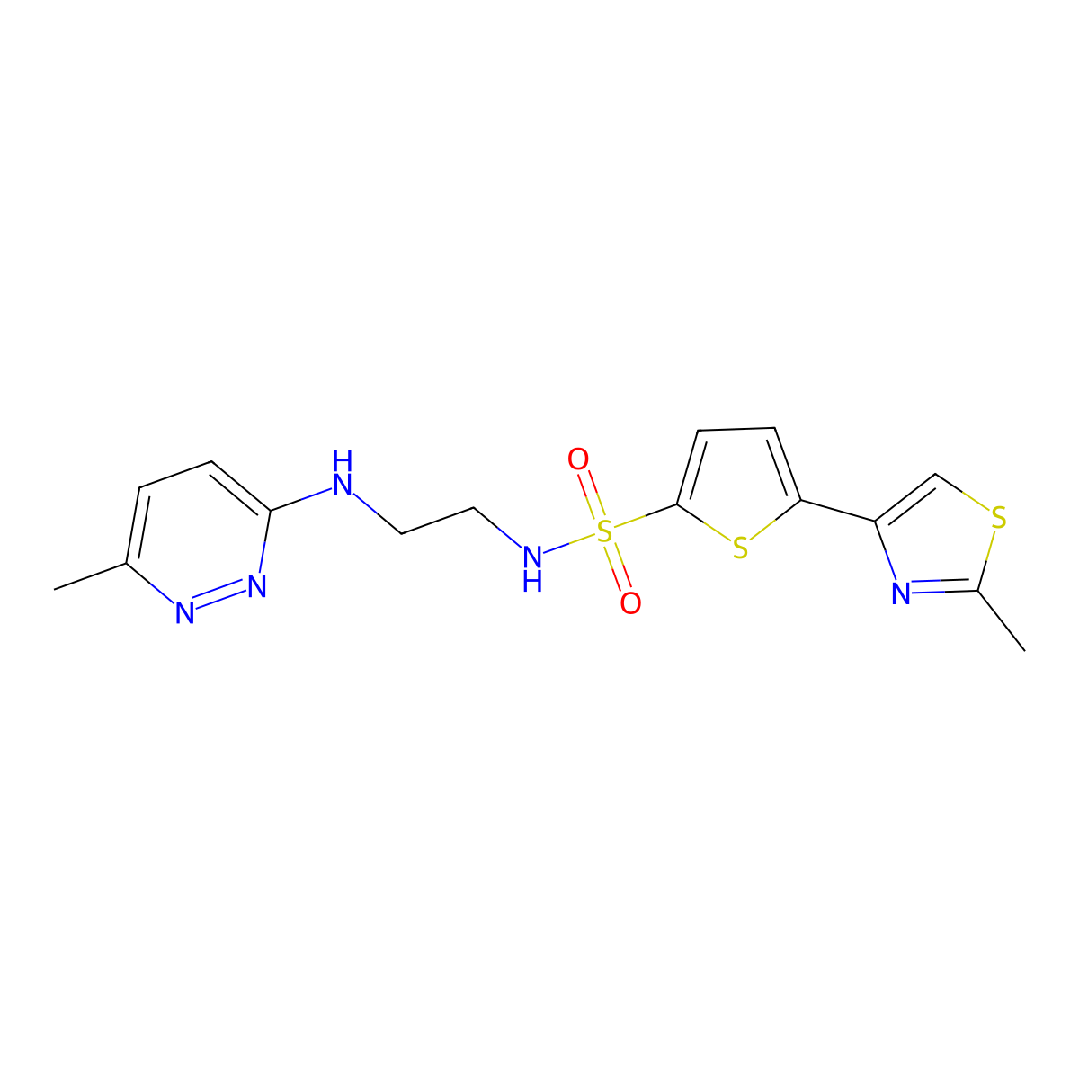 N-(2-((6-methylpyridazin-3-yl)amino)ethyl)-5-(2-methylthiazol-4-yl)thiophene-2-sulfonamide molecular structure, CAS 1170232-88-8