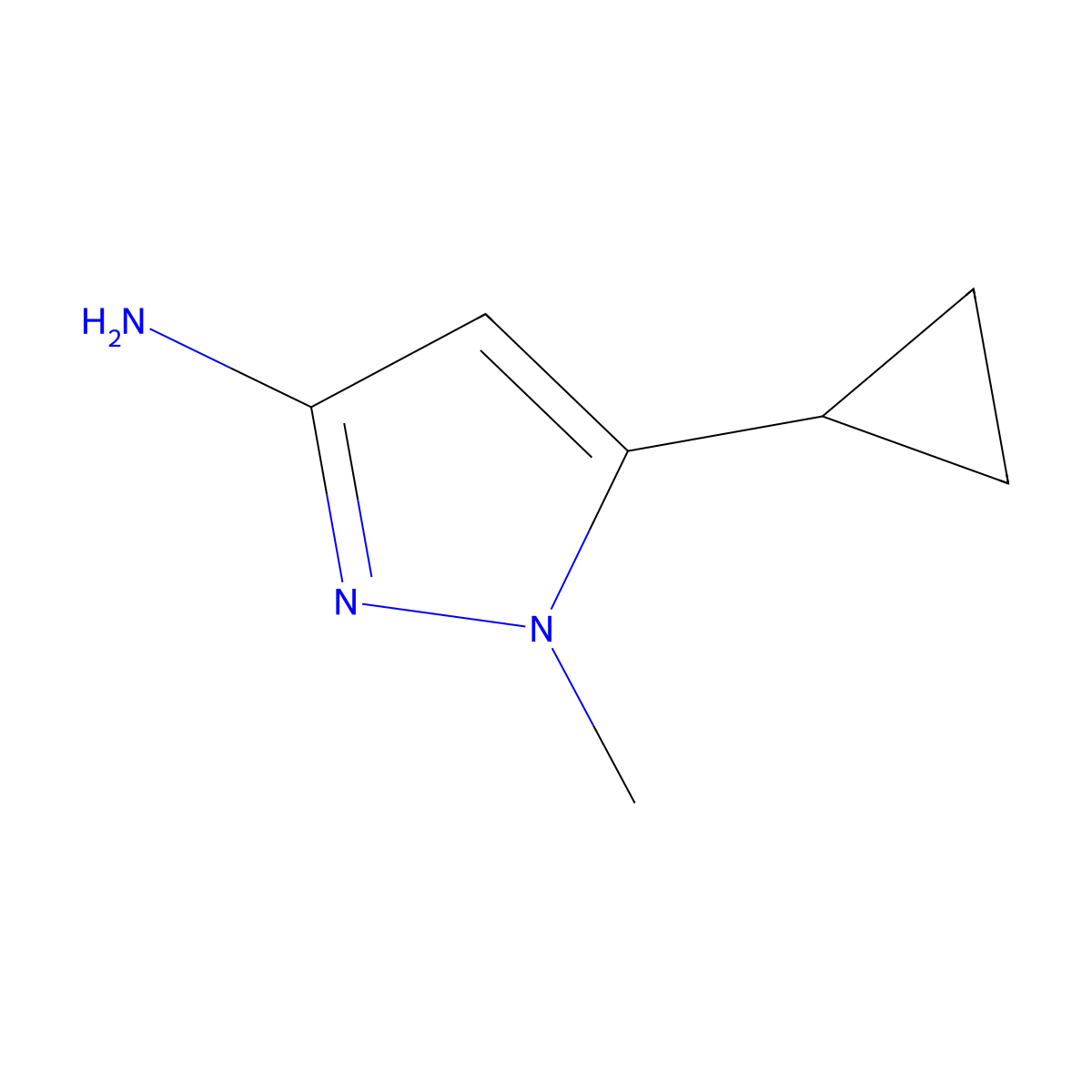 5-Cyclopropyl-1-methyl-1H-pyrazol-3-amine molecular structure, CAS 1170238-67-1