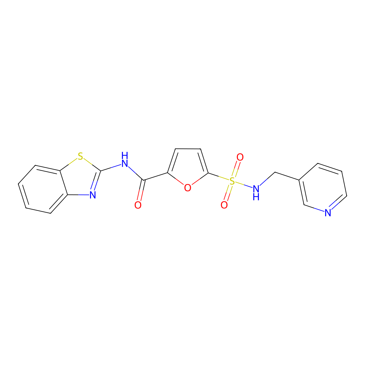 N-(benzo[d]thiazol-2-yl)-5-(N-(pyridin-3-ylmethyl)sulfamoyl)furan-2-carboxamide molecular structure, CAS 1170244-91-3