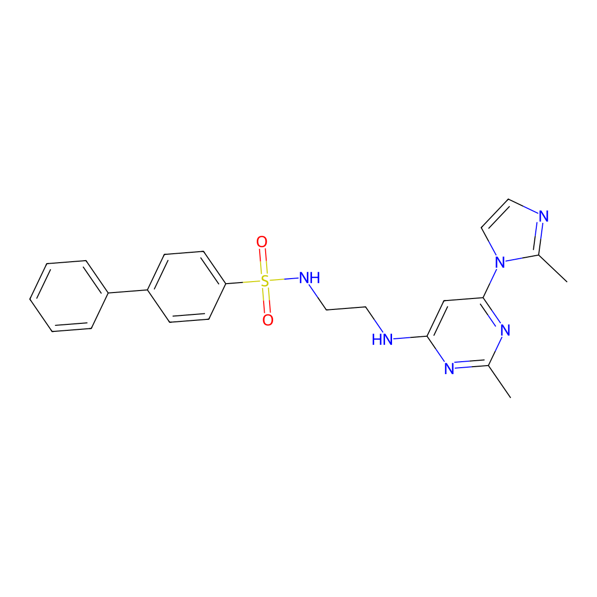 N-(2-{[2-methyl-6-(2-methyl-1H-imidazol-1-yl)pyrimidin-4-yl]amino}ethyl)-[1,1'-biphenyl]-4-sulfonamide molecular structure, CAS 1170245-57-4
