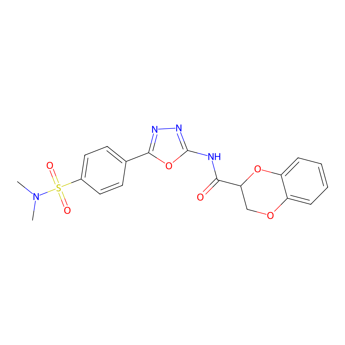 N-(5-(4-(N,N-dimethylsulfamoyl)phenyl)-1,3,4-oxadiazol-2-yl)-2,3-dihydrobenzo[b][1,4]dioxine-2-carboxamide molecular structure, CAS 1170247-50-3