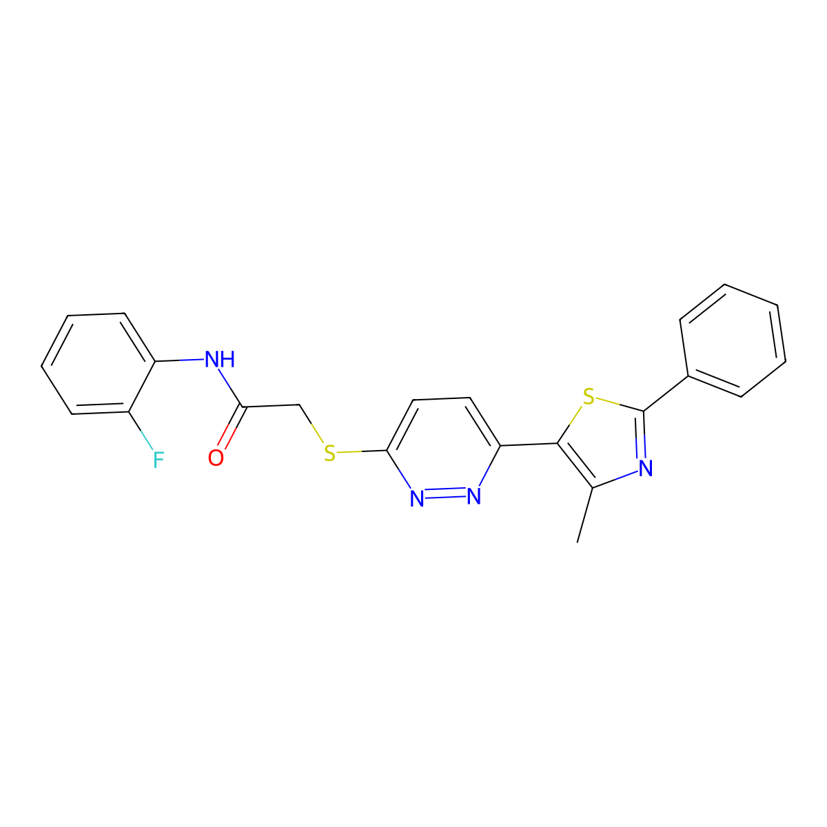 N-(2-fluorophenyl)-2-((6-(4-methyl-2-phenylthiazol-5-yl)pyridazin-3-yl)thio)acetamide molecular structure, CAS 1170248-81-3