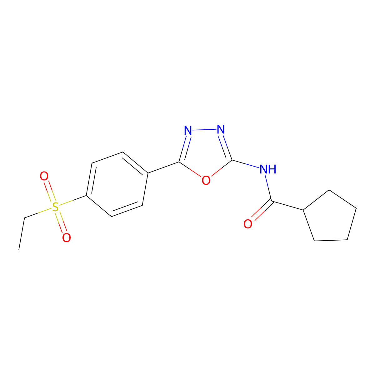 N-(5-(4-(ethylsulfonyl)phenyl)-1,3,4-oxadiazol-2-yl)cyclopentanecarboxamide molecular structure, CAS 1170248-87-9