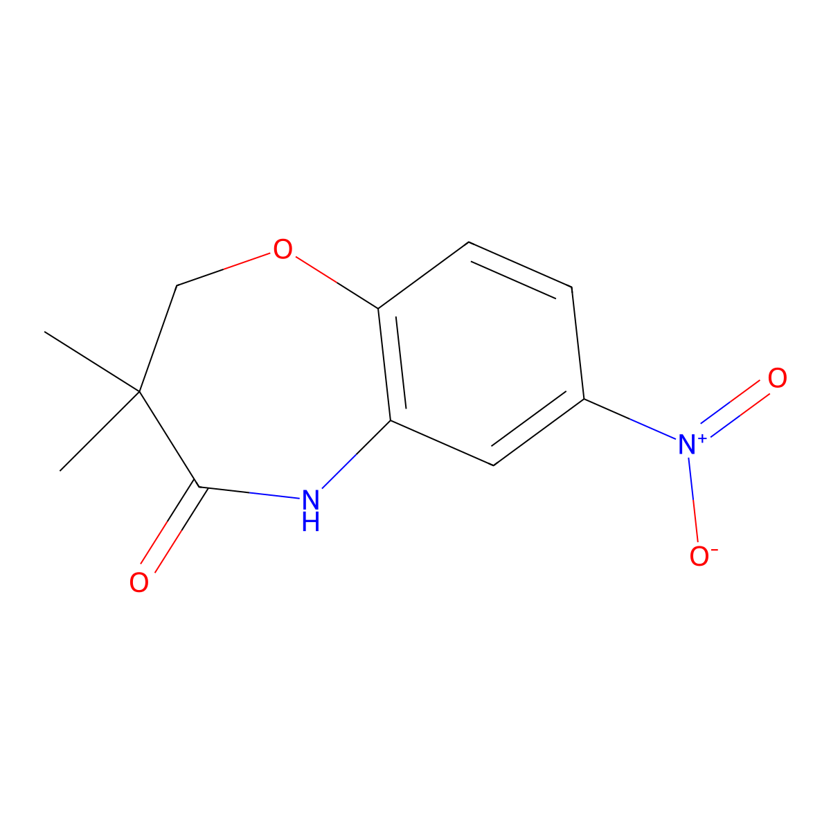 3,3-dimethyl-7-nitro-2,3-dihydro-1,5-benzoxazepin-4(5H)-one molecular structure, CAS 1170249-44-1